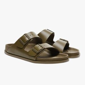 Birkenstock 1774 Arizona Green Leather Sandals